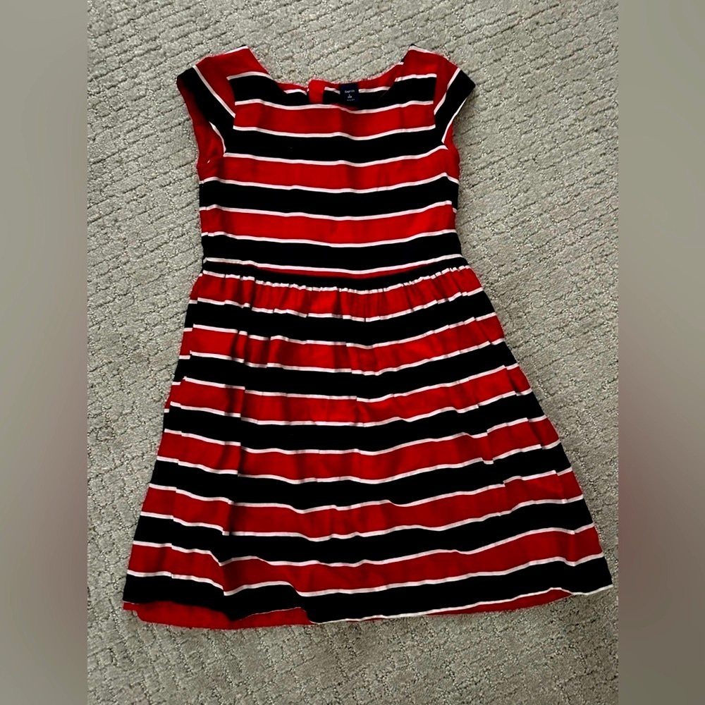 Gap kids red and navy striped dress, size 10 EUC